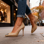 Charlize | Tacones con puntera dorada