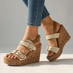 Remedios | Sandalias de cuña con doble hebilla