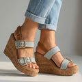 Remedios | Sandalias de cuña con doble hebilla