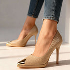 Charlize | Tacones con puntera dorada