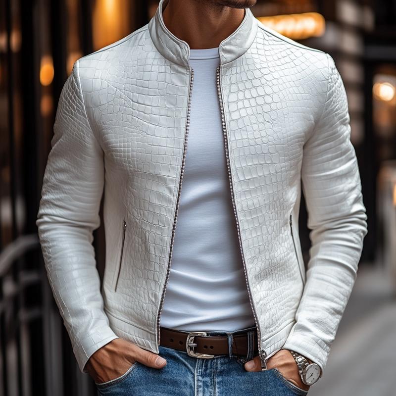 Chaqueta efecto piel con estampado mineral para hombre