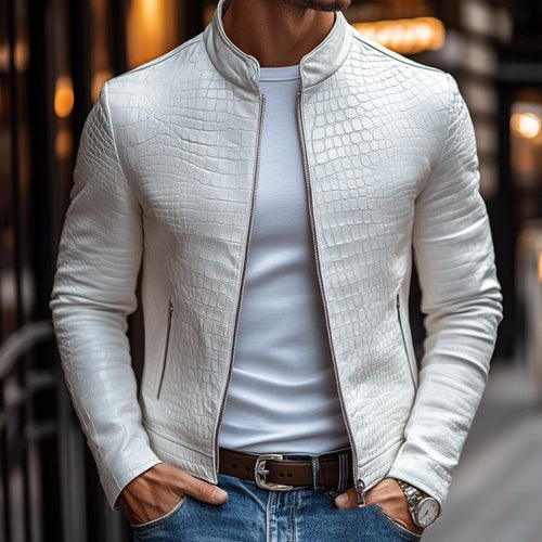 Adolfo | Chaqueta efecto piel con estampado mineral para hombre