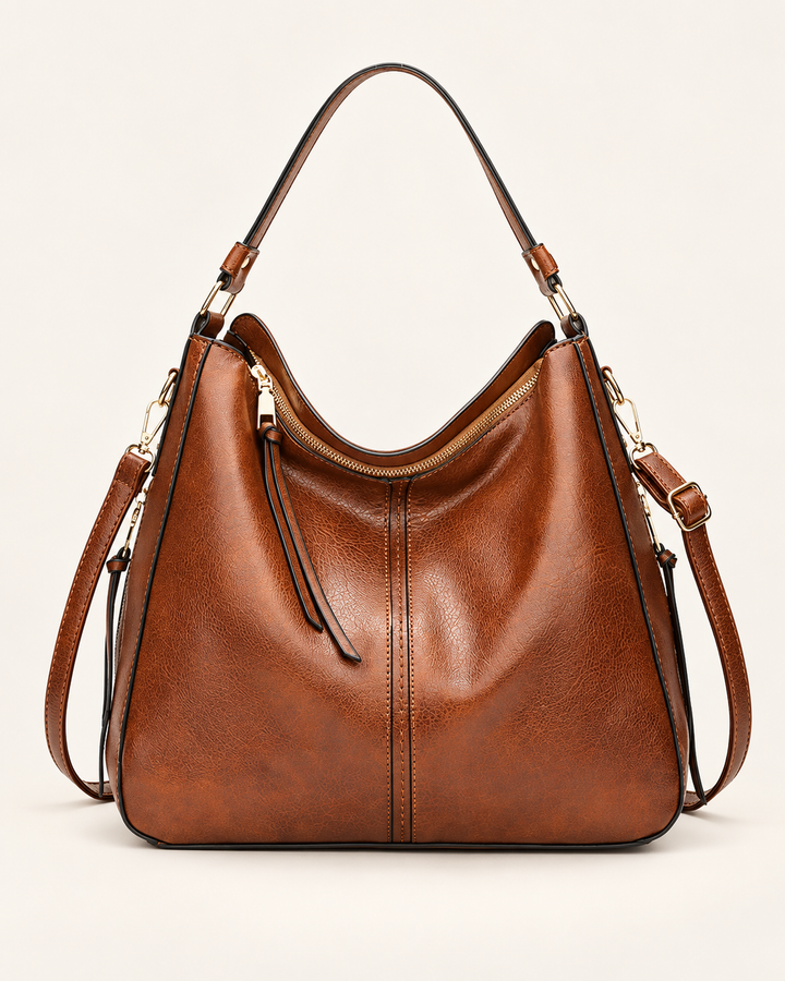 Bolso en tono coñac de la colección de accesorios de LaQuapa