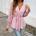 Caridad | Blusa con mangas abullonadas y lazada en la cintura