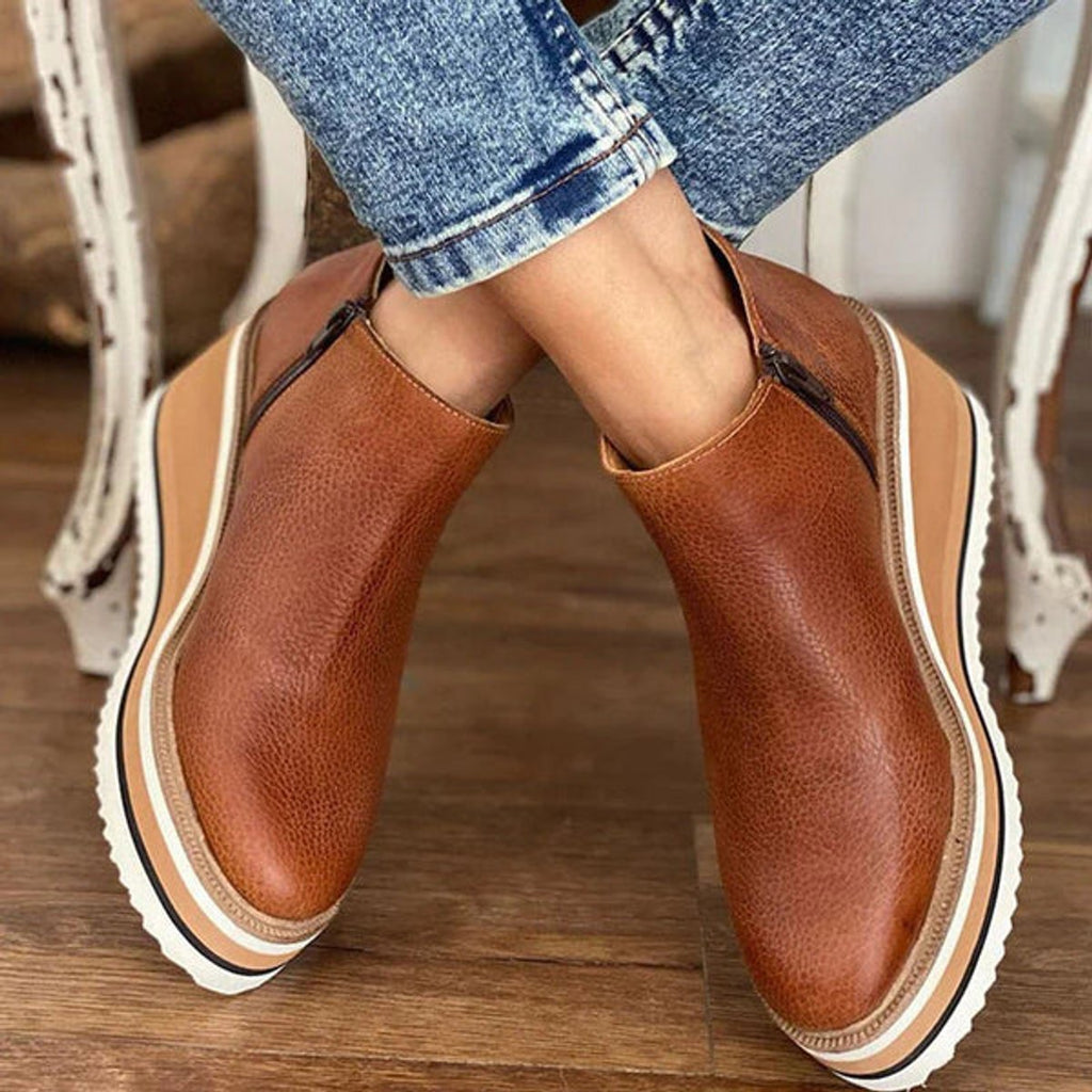Luzmila | Botines de cuña y plataforma con cremallera lateral