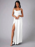 Imelda | Vestido largo satinado con espalda abierta