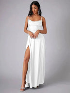Imelda | Vestido largo satinado con espalda abierta