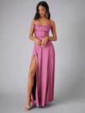 Imelda | Vestido largo satinado con espalda abierta