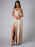 Imelda | Vestido largo satinado con espalda abierta