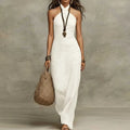 Vestido largo boho con cuello halter