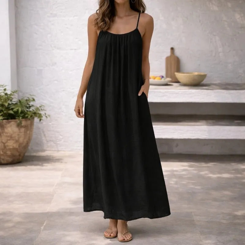 Vestido largo de tirantes finos
