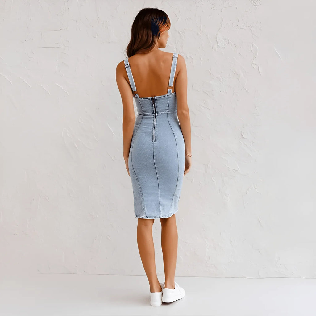 Vestido midi vaquero sin mangas