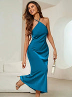 Guadalupe | Vestido midi satinado de tirantes finos