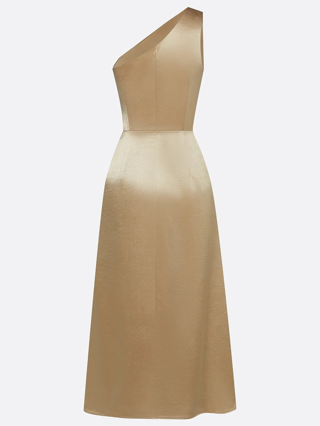 Vestido midi de un hombro con frunces