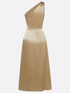 Vestido midi de un hombro con frunces