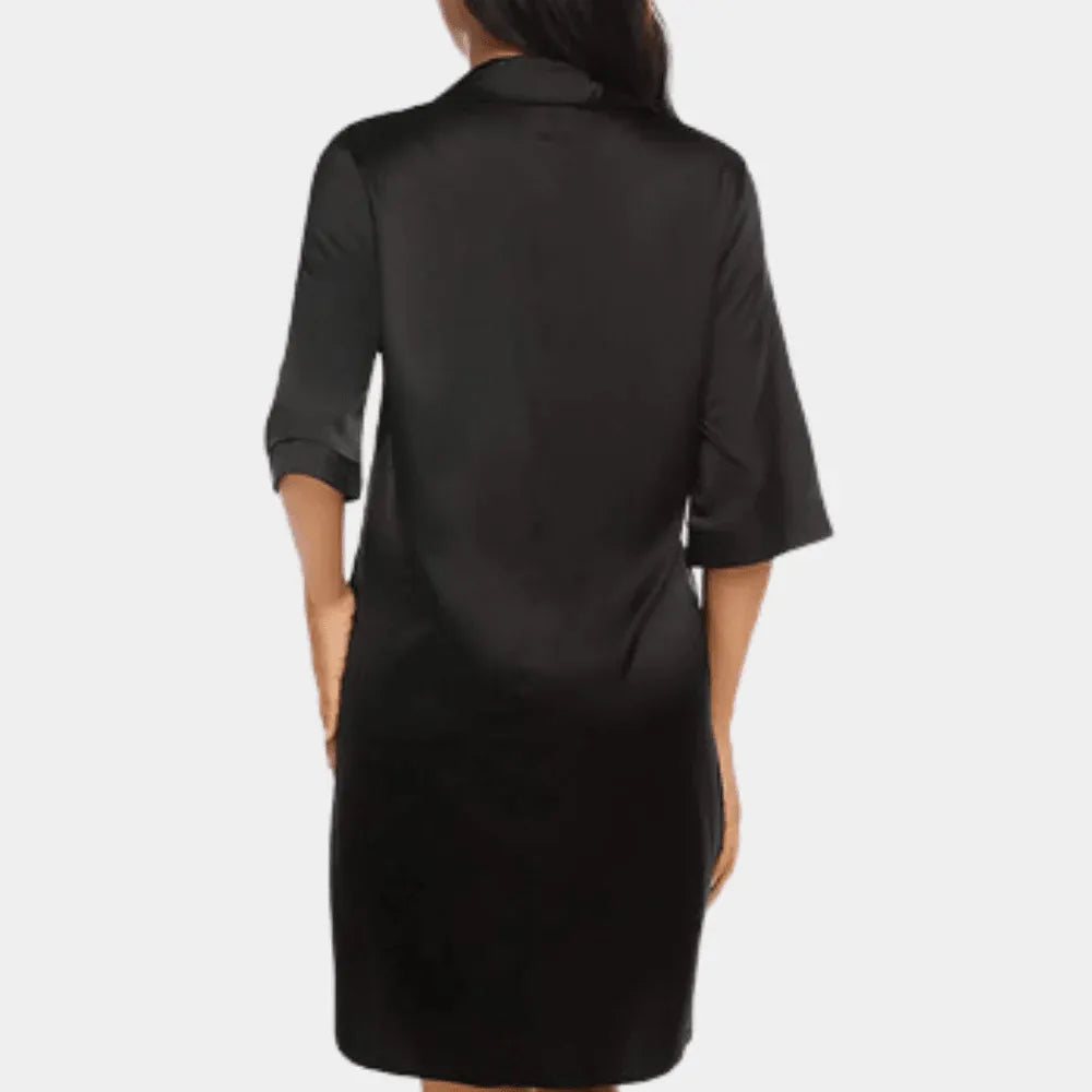 Vestido camisero satinado de estilo pijama