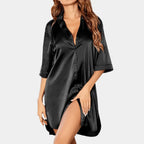 Josefa | Vestido camisero satinado de estilo pijama