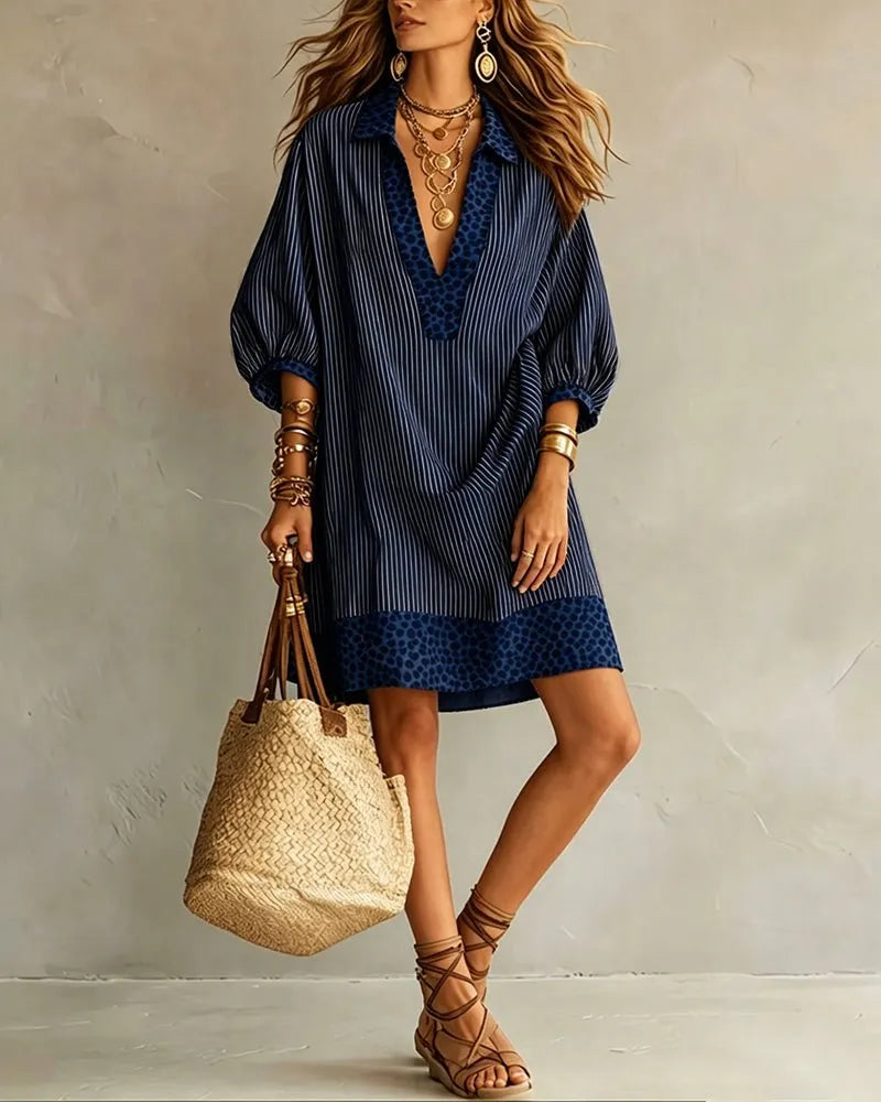 Vestido camisero corto con mangas abullonadas