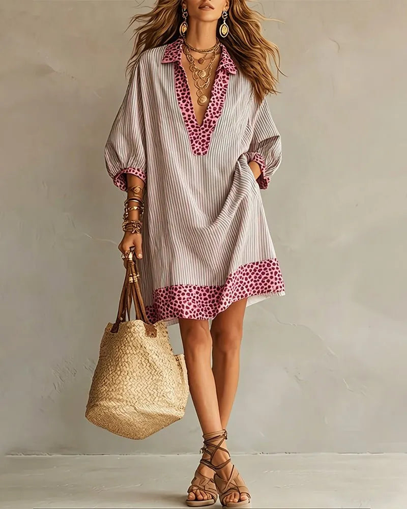Vestido camisero corto con mangas abullonadas