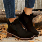 Botines Chelsea con tacón ancho y hebilla
