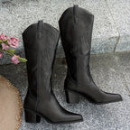 Botas altas cowboy negras con bordado
