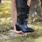 Botas altas cowboy negras con bordado