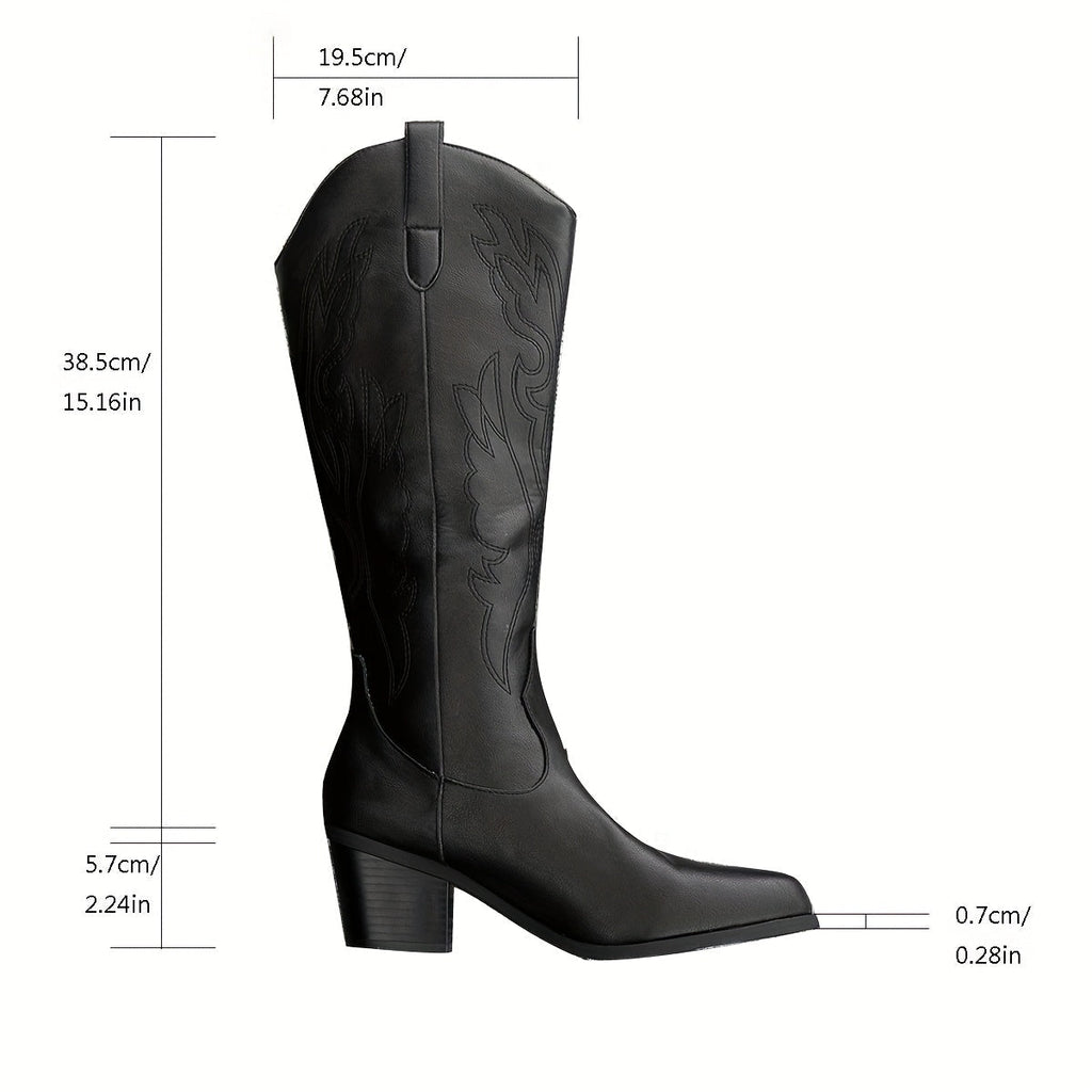 Botas altas cowboy negras con bordado