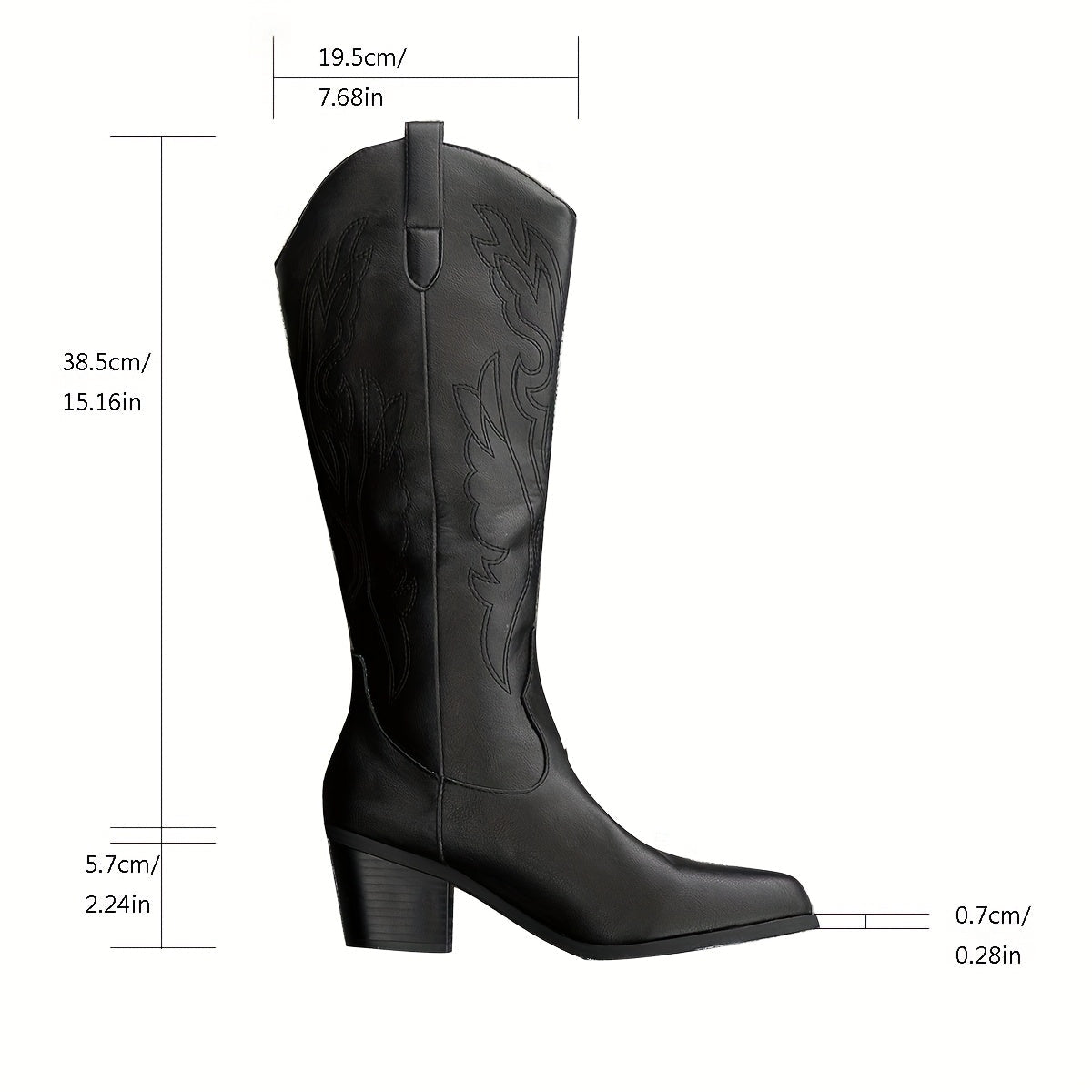 Botas altas cowboy negras con bordado