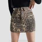 Minifalda de tiro alto con estampado de leopardo