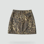 Minifalda de tiro alto con estampado de leopardo