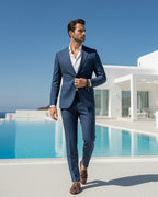 Bartolomé | Traje azul jaspeado de dos piezas para hombre