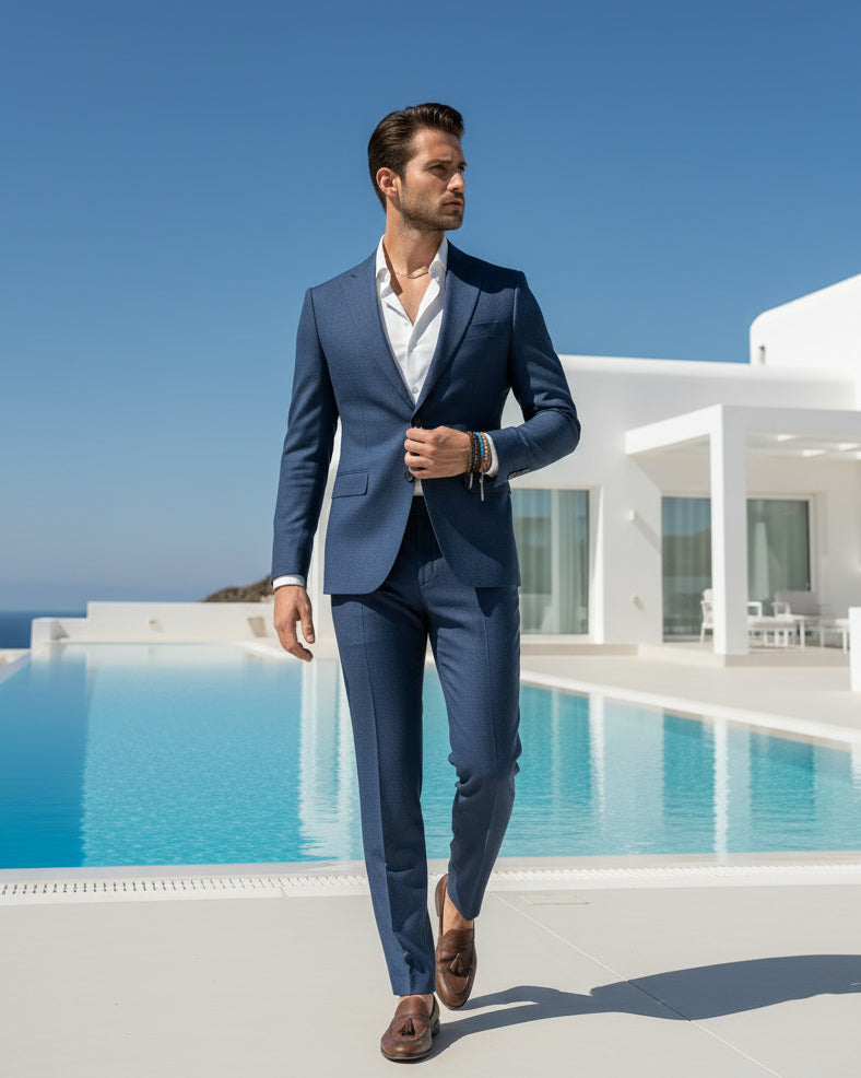 Bartolomé | Traje azul jaspeado de dos piezas para hombre
