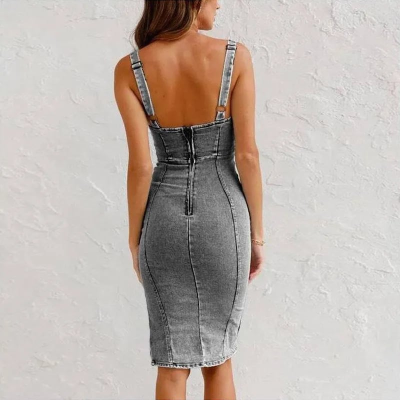 Saioa | Vestido camisola de mezclilla ajustado