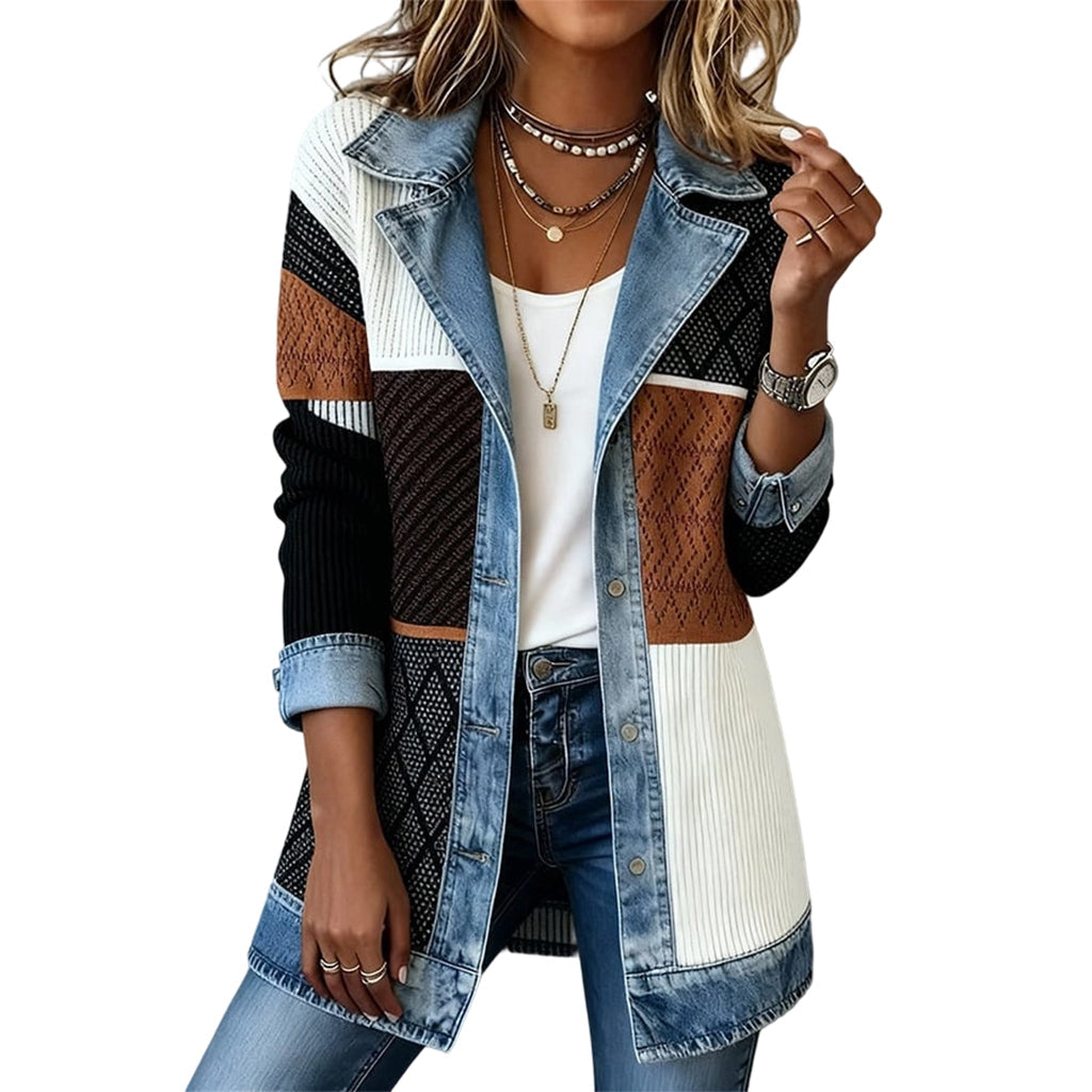 Antía | Chaqueta denim con detalles de punto