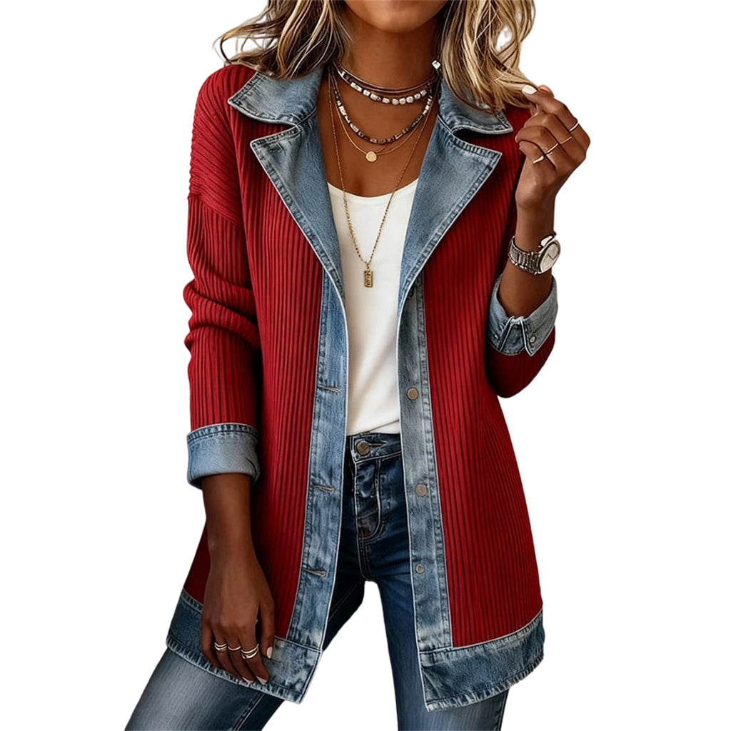 Antía | Chaqueta denim con detalles de punto