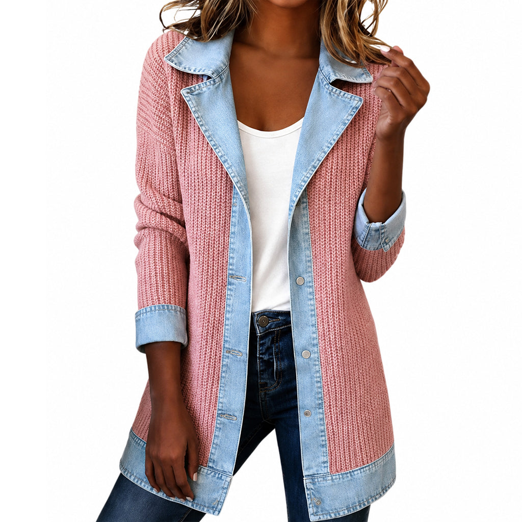 Antía | Chaqueta denim con detalles de punto