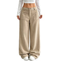 Pantalones de pernera ancha con bolsillos para mujer